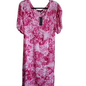 Pink Tie-Dye Midi Dress